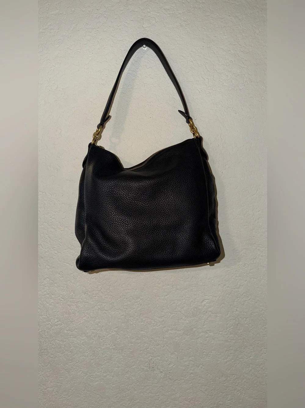 Coach Black Leather Shoulder Hobo with Gold Hardware